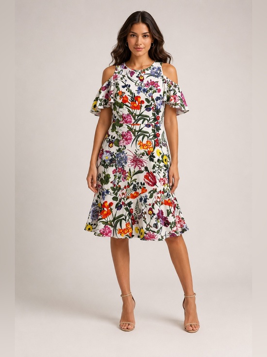 rag & bone Dresses & Skirts - Rag & Bone Floral Cold Shoulder Flutter Sleeve Dress Size 10